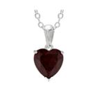 Heart-shaped Genuine Garnet Sterling Silver Pendant Necklace
