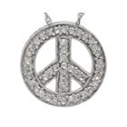 1/10 Ct. T.w. Diamond 14k White Gold Peace Sign Pendant Necklace