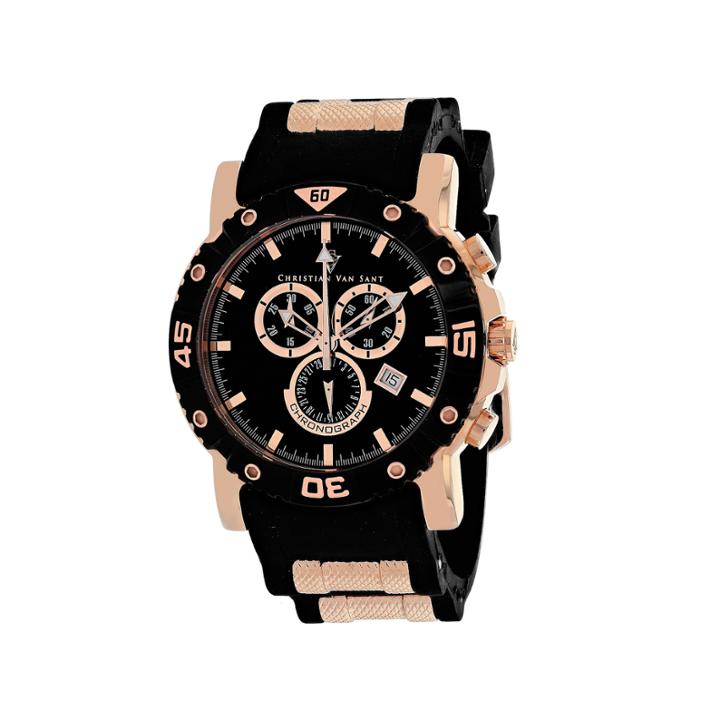 Christian Van Sant Mens Black Strap Watch-cv0511