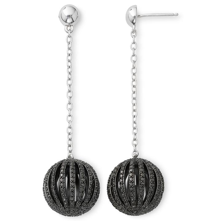 Diamond Addiction 1/10 Ct. T.w. Color-enhanced Black Diamond Ball Drop Earrings