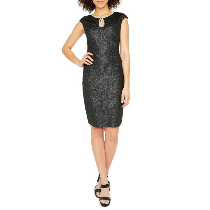 Melrose Short Sleeve Embellished Sheath Dress