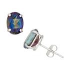 Round Blue Mystic Fire Topaz 10k Gold Stud Earrings