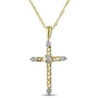 Womens Diamond Accent Genuine White Diamond 14k Gold Cross Pendant Necklace