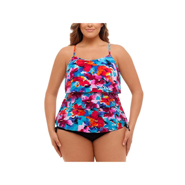 St. John's Bay Pretty Pleats Triple Tier Tankini-plus