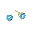 Genuine Swiss Blue Topaz 14k Yellow Gold Heart-shaped Earrings