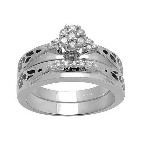 1/5 Ct. T.w. Diamond Wedding Ring Set Sterling Silver