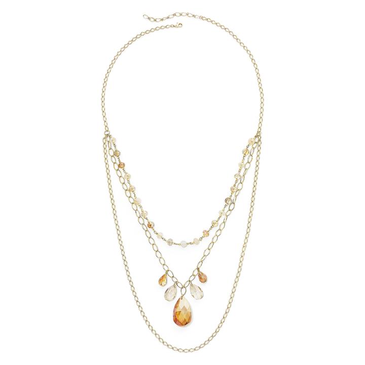 Vieste Multicolor Crystal And Bead 3-row Necklace