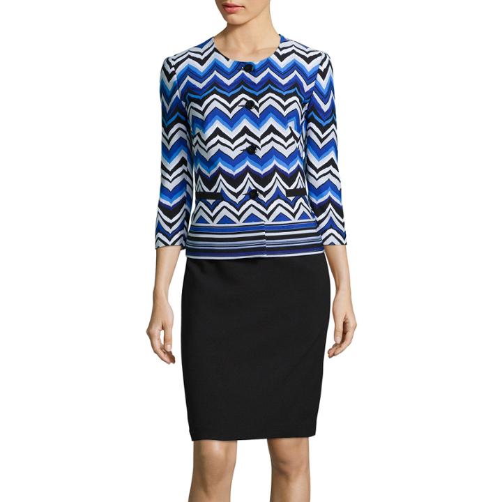 R & K Originals 3/4-sleeve Wavy Print Jacket & Skirt Suit Set