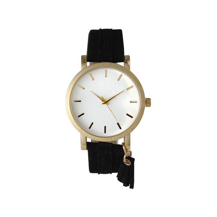 Olivia Pratt Tassle Charm Womens Black Strap Watch-15984