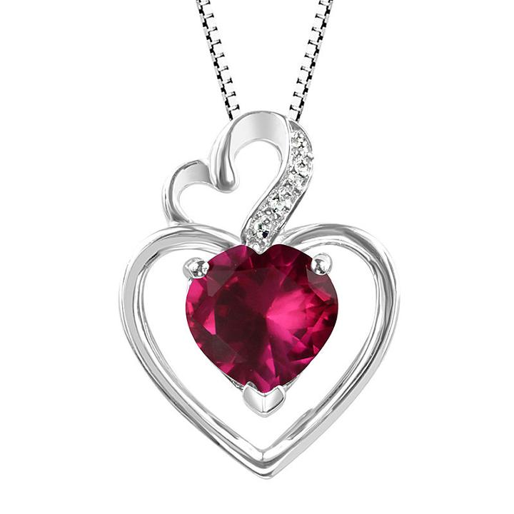 Lab-created Ruby Sterling Silver Pendant