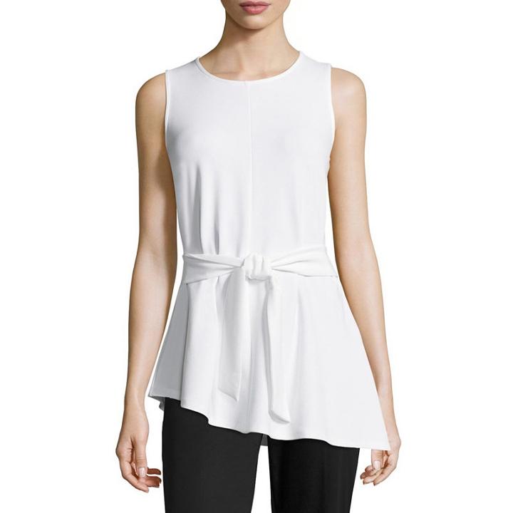 Worthington Sleeveless Tie Waist Knit Blouse - Plus