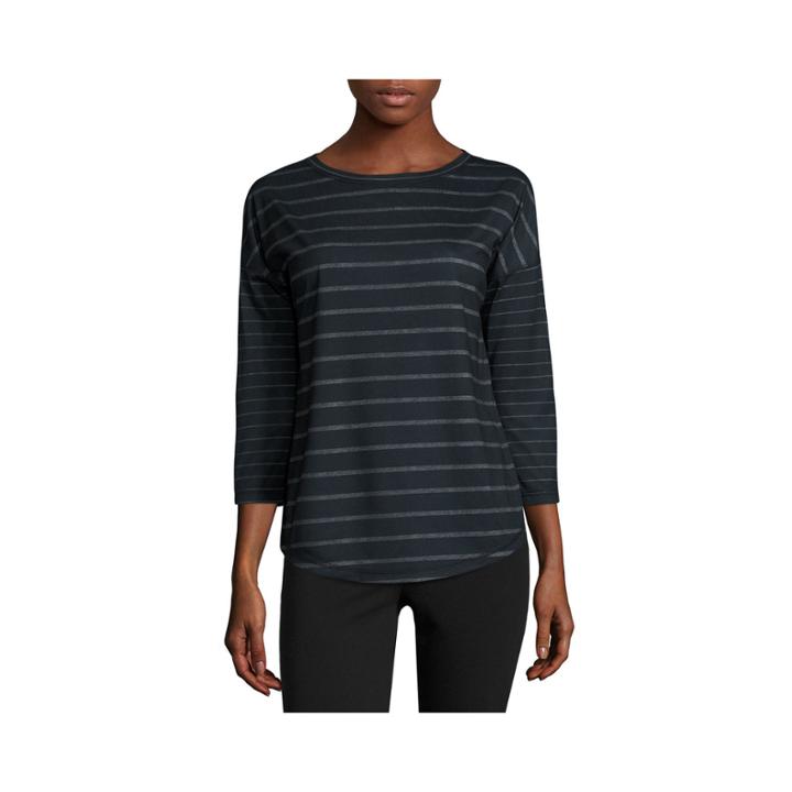 Made For Life Long Sleeve Crew Neck Stripe T-shirt-womens Talls