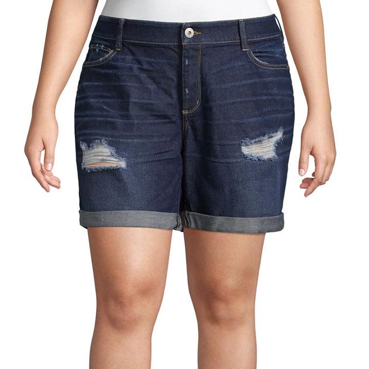 Arizona 8 3/4 Boyfriend Fit Denim Bermuda Shorts-juniors Plus