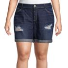 Arizona 8 3/4 Boyfriend Fit Denim Bermuda Shorts-juniors Plus