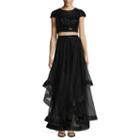 Haute Nites Short Sleeve Evening Gown-juniors