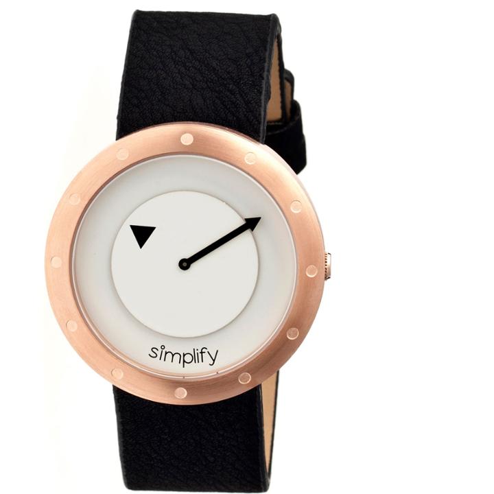 Simplify Unisex The 2200 Rose Gold And Silver Dial Black Leather-band Watch Sim2207