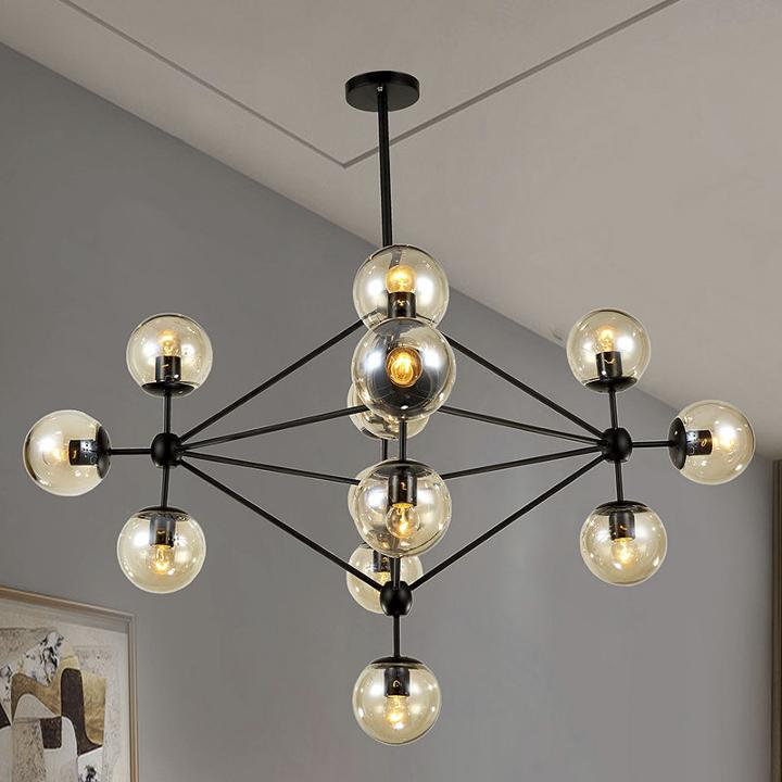 Enthen 15-light Orb Black Metal Chandelier Includes Edison Bulbs