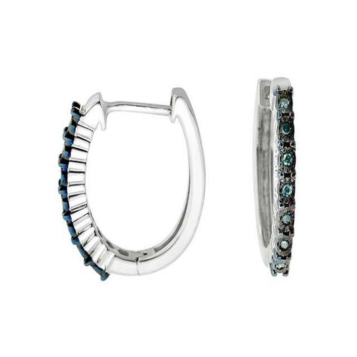 Diamond Accent Blue Diamond Hoop Earrings