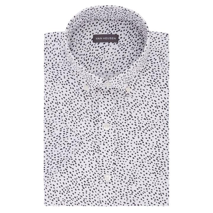Van Heusen Short Sleeve Poplin Pattern Dress Shirt - Slim