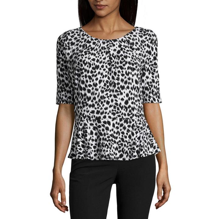Liz Claiborne Short Sleeve Woven Blouse - Tall