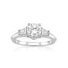 Diamonart Womens 1 1/7 Ct. T.w. White Cubic Zirconia Sterling Silver Cocktail Ring