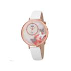 Burgi Womens Diamond Accent Mother-of-pearl Rose-tone White Butterfly Strap Watch