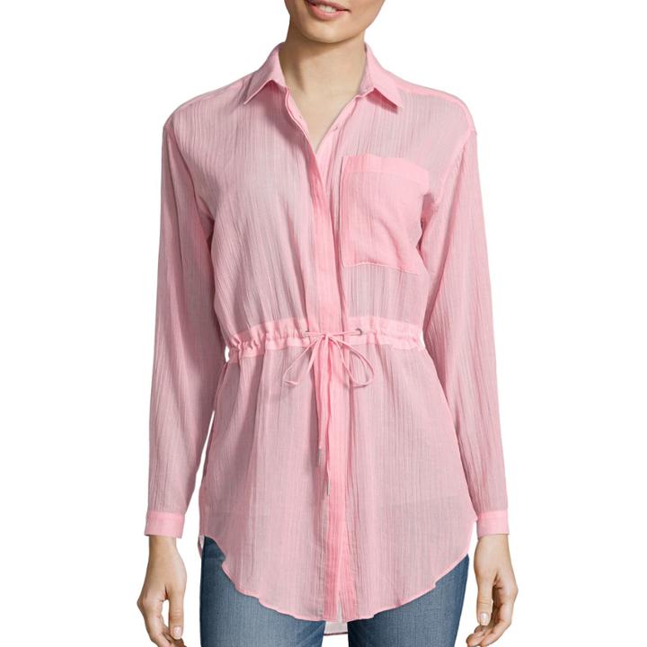 A.n.a Long-sleeve Cinched-waist Blouse