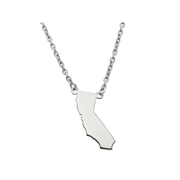 Personalized Sterling Silver California Pendant Necklace