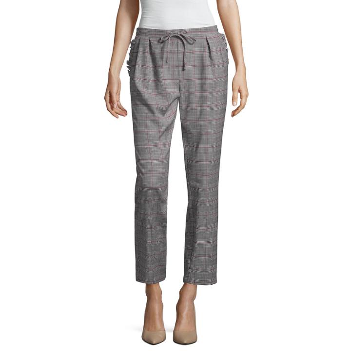 Project Runway Ruffle Pocket Plaid Pants