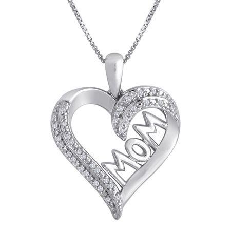 1/10 Ct. T.w. Diamond Sterling Silver Mom Heart Pendant Necklace