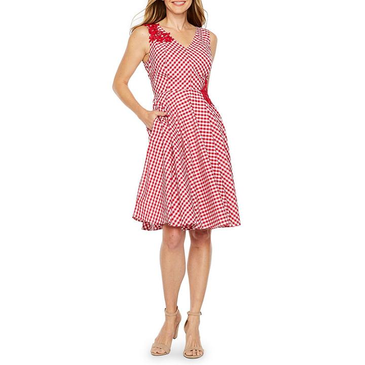 Melrose Sleeveless Checked Fit & Flare Dress