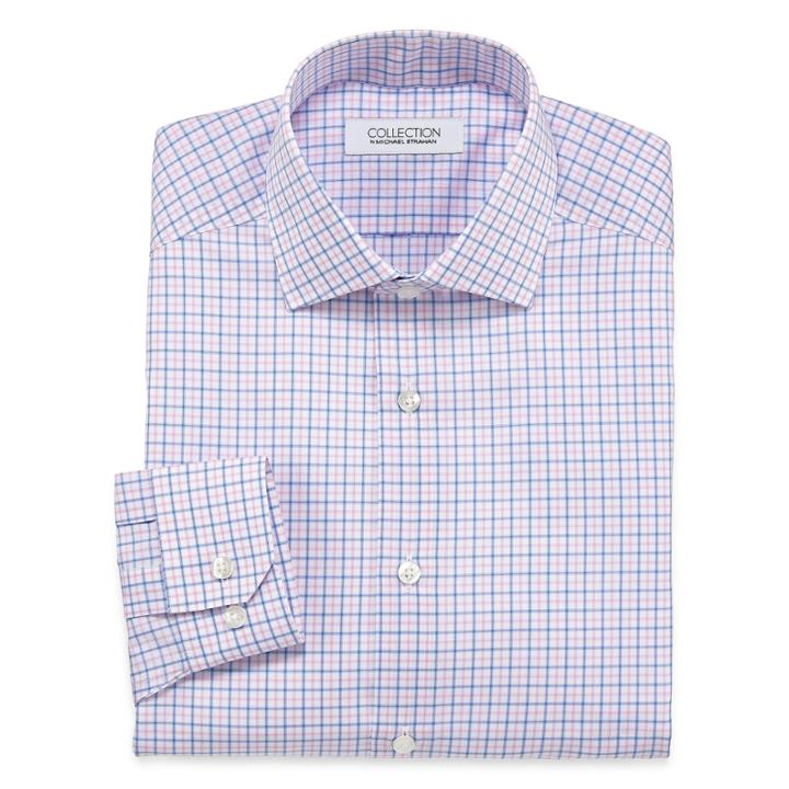 Collection By Michael Strahan Blue Pink Tattersall Dress Shirt