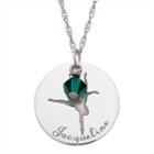 Personalized Sterling Silver Crystal Birthstone Dancer Name Pendant Necklace