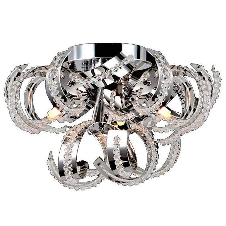 Medusa Collection 3 Light Chrome Finish Crystal Ribbon Flush Mount Ceiling Light