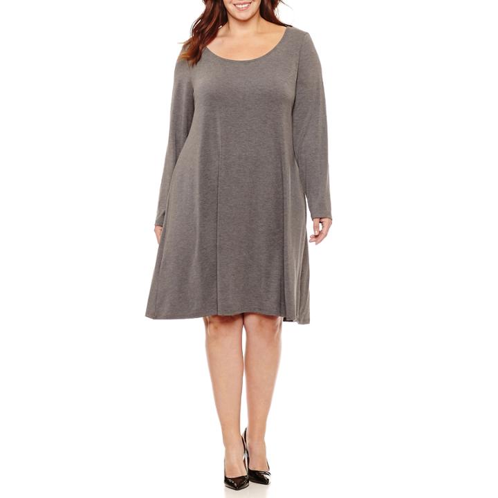 Como Black Long Sleeve Shift Dress-plus