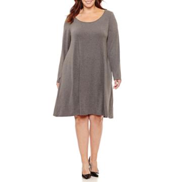 Como Black Long Sleeve Shift Dress-plus
