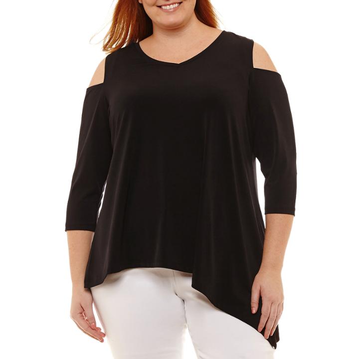 Liz Claiborne Cold Shoulder Tunic- Plus