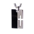 Mens Two-tone Stainless Steel Cutout Cross Dog Tag Necklace