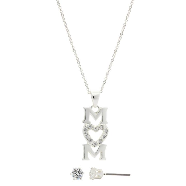 Sparkle Allure Womens 2-pc. Clear Cubic Zirconia Silver Over Brass Jewelry Set