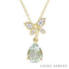 Laura Ashley Womens Genuine Green Amethyst Butterfly Pendant Necklace