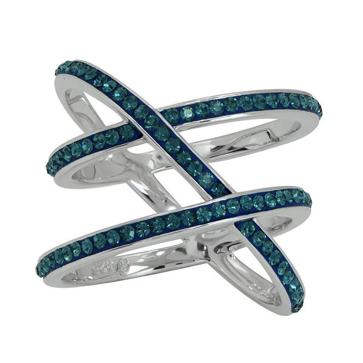 Womens Lab Created Crystal Blue Sterling Silver Cocktail Ring