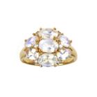 Limited Quantities Genuine Rainbow Moonstone And Lab-created White Sapphire Ring