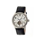 Heritor Automatic Piccard Mens Semi-skeleton Leather Date-silver Tone Watch