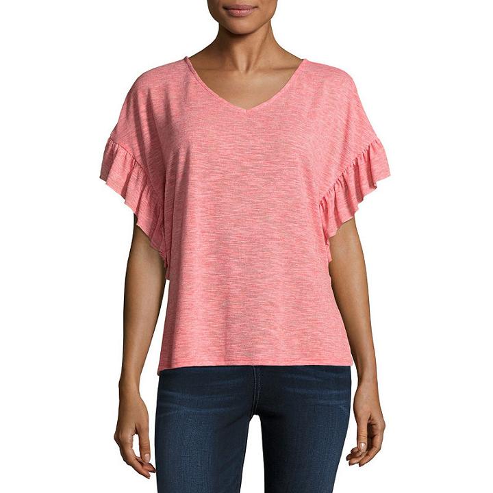 A.n.a Short Sleeve Flutter Tee - Tall