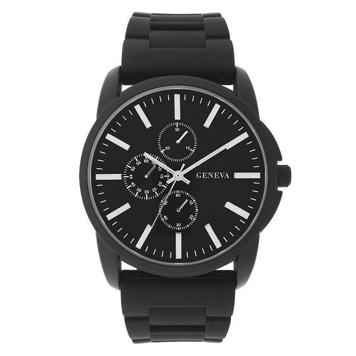 Geneva Mens Black Strap Watch-33805