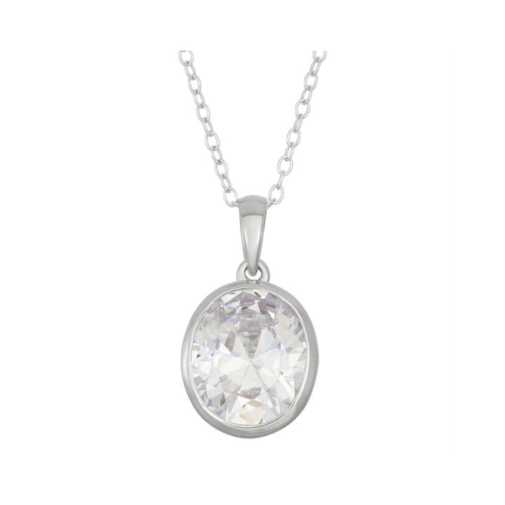 Diamonart Womens Greater Than 6 Ct. T.w. White Cubic Zirconia Sterling Silver Pendant Necklace