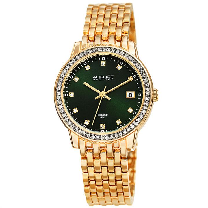 August Steiner Womens Gold Tone Strap Watch-as-8262gn