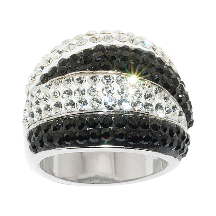 Sparkle Allure Silver Tone Black & White Crystal Stripe Band