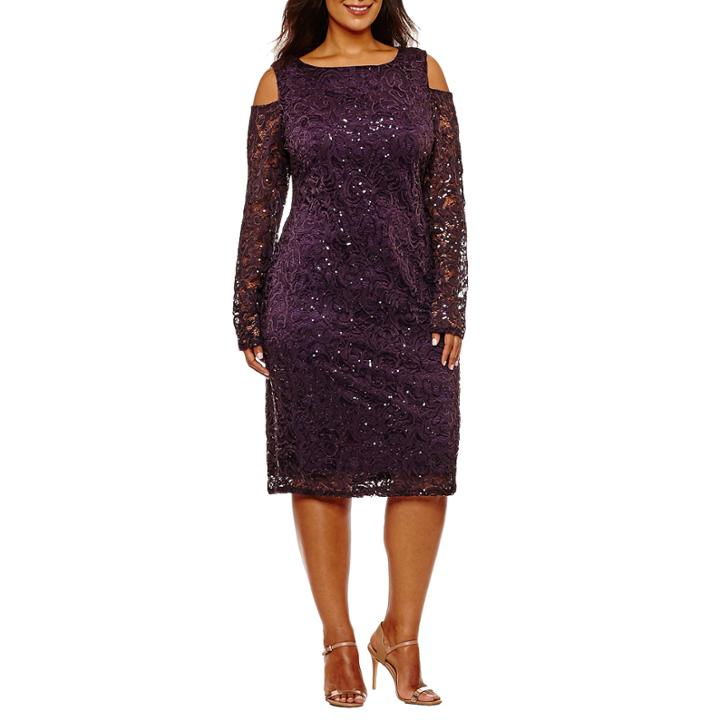 Blu Sage Long Sleeve Sheath Dress-plus