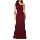 One By Eight One Shoulder Sleeveless Lace Evening Gown